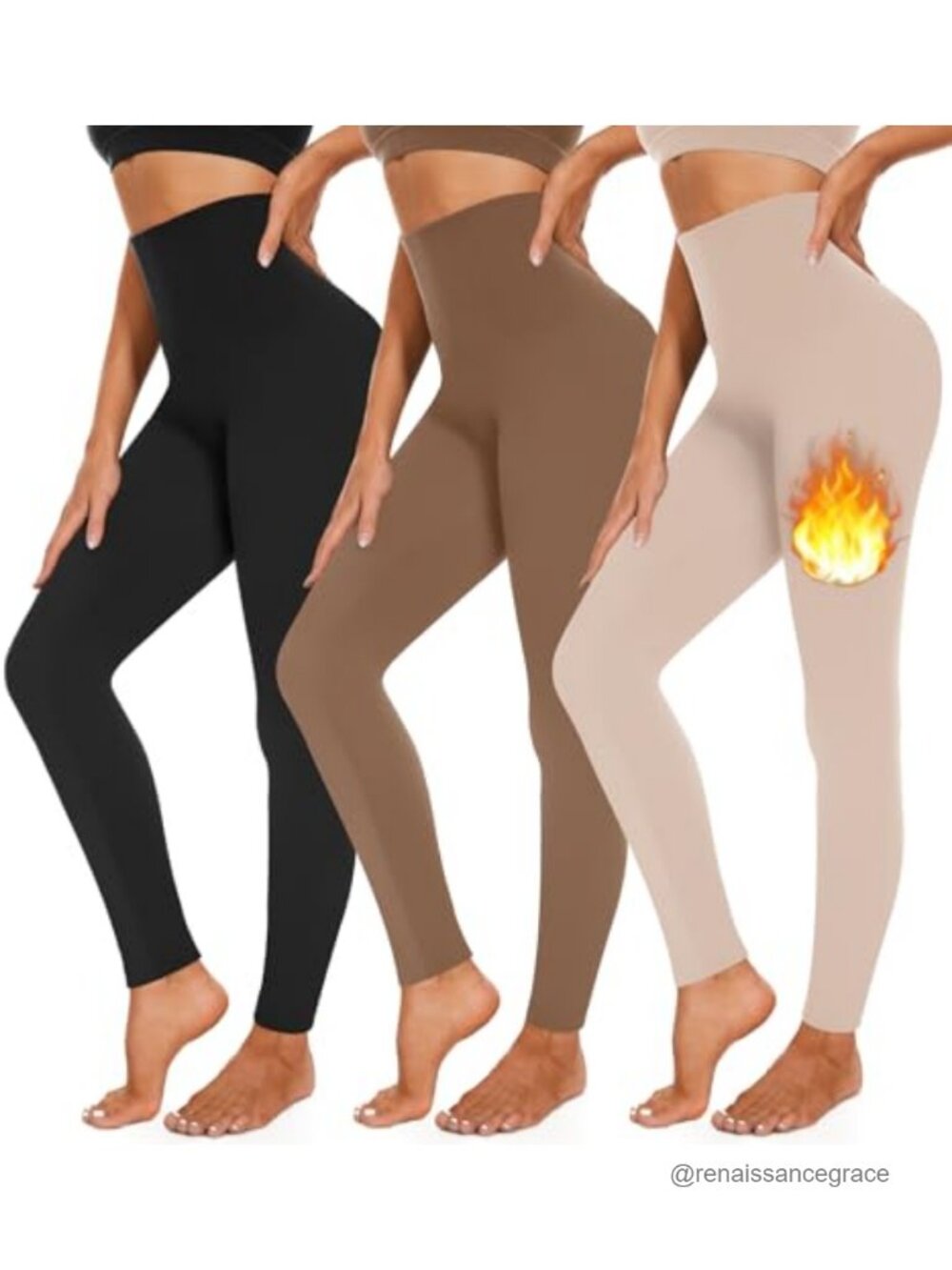 Fleece Lined Leggings for Women 3 Pack High Waist Squat Proof Thermal Winter